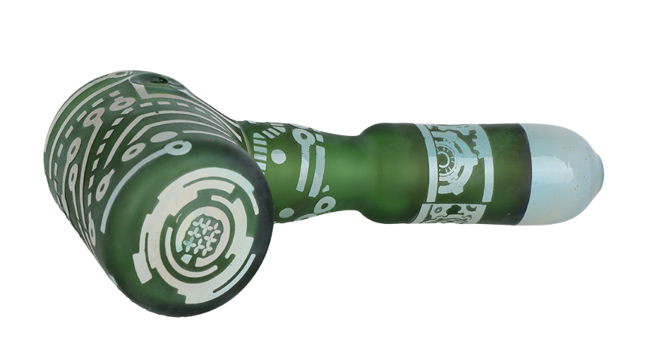 Circuits of Love Sandblasted Glass Hand Pipe