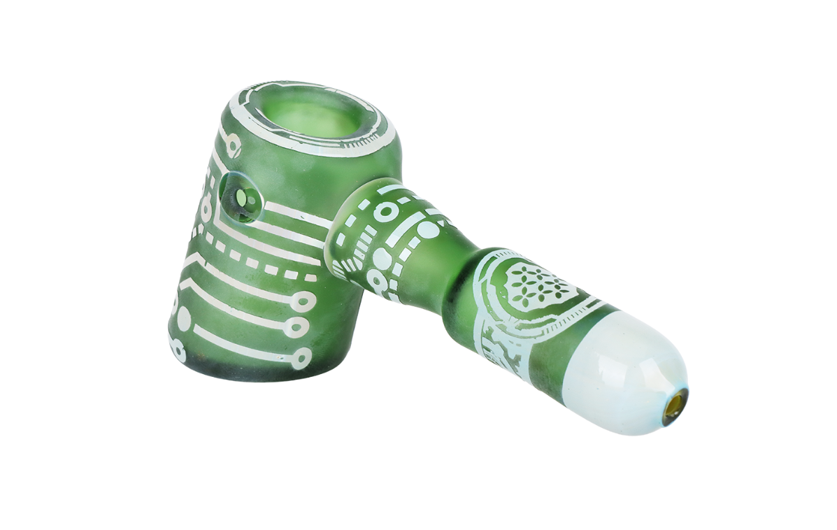 Circuits of Love Sandblasted Glass Hand Pipe